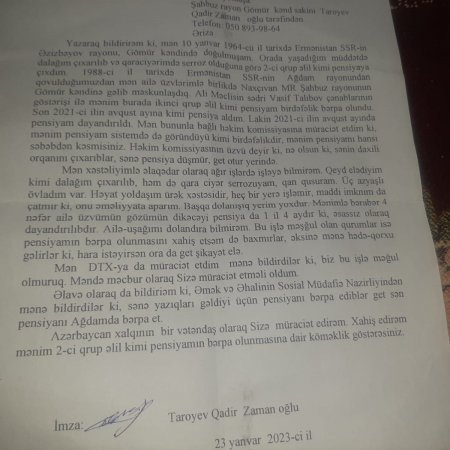 Rüşvət vermədiyi üçün II qrup deyil, III qrup əlillik statusu verildi – NAXÇIVAN SAKİNİ ETİRAZ EDİR