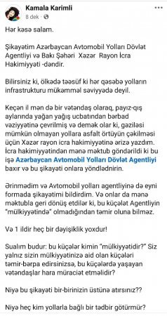 Bərbad vəziyyətdə olan Xəzər rayonu... - MALƏSƏF...