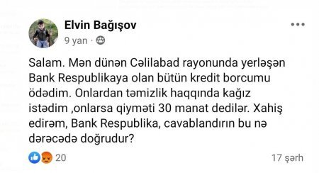 “Bank Respublika” müştərilərinə bu kağızı 30 manata satır - BU NƏDİ BELƏ?..