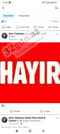 Ərdoğana qarşı olan "Hayır" kampaniyasına dəstək verən Emir Türkmenə "Azərlotereya" ASC-də yüksək vəzifə verilib - FOTO